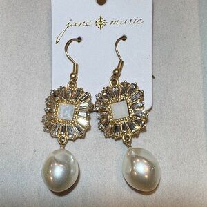 Jane Marie Gold and Pearl Drop Earrings